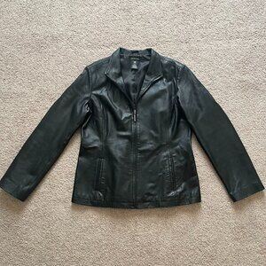 Vintage George Black Leather Jacket Womens Size L Classic Whimsigoth Outerwear